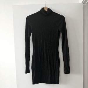 AllSaints Metallic Black and Gold turtleneck dress - stretchy - Small